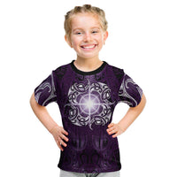 New Zealand Matariki Waipunarangi Kid T Shirt Maori Moko Purple Galaxy LT05 Purple - Polynesian Pride