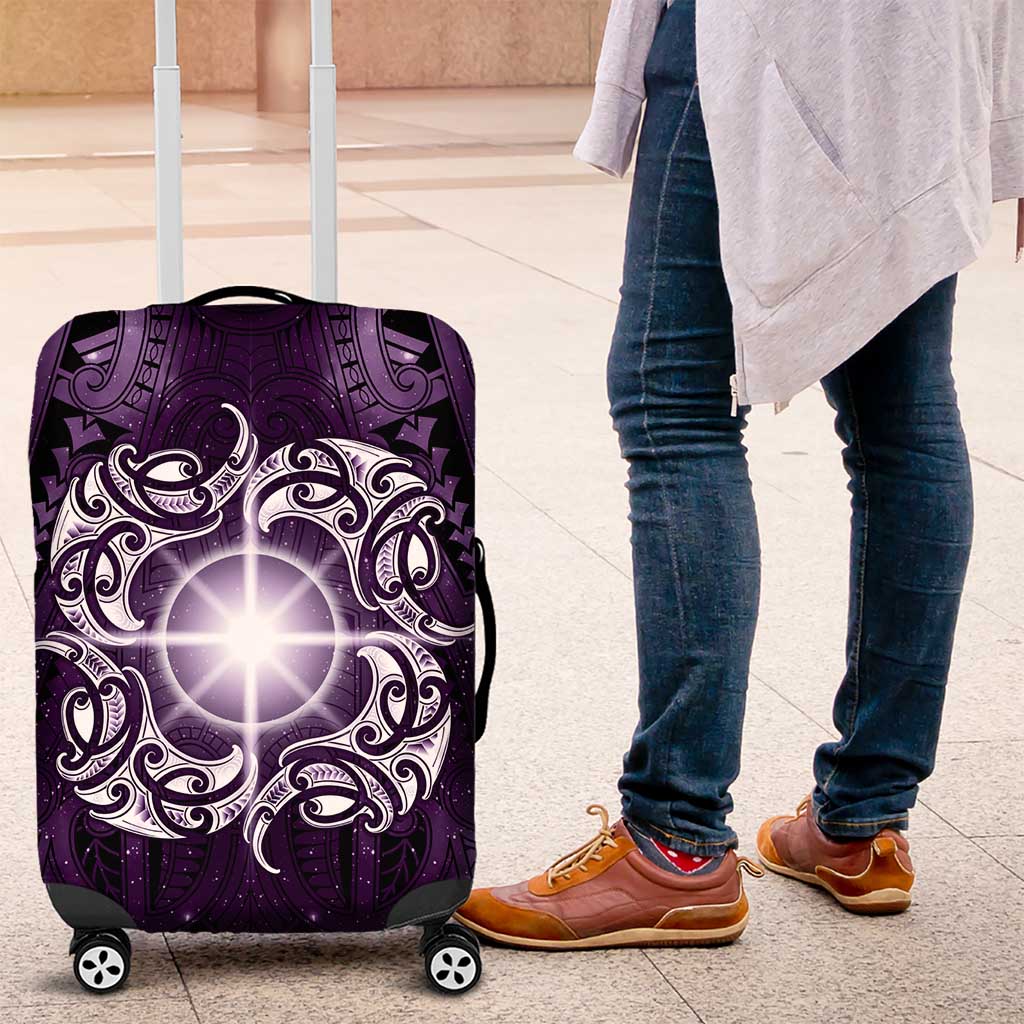 New Zealand Matariki Waipunarangi Luggage Cover Maori Moko Purple Galaxy LT05 Purple - Polynesian Pride