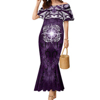 New Zealand Matariki Waipunarangi Mermaid Dress Maori Moko Purple Galaxy