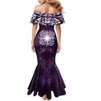 New Zealand Matariki Waipunarangi Mermaid Dress Maori Moko Purple Galaxy