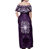 New Zealand Matariki Waipunarangi Off Shoulder Maxi Dress Maori Moko Purple Galaxy LT05 - Polynesian Pride