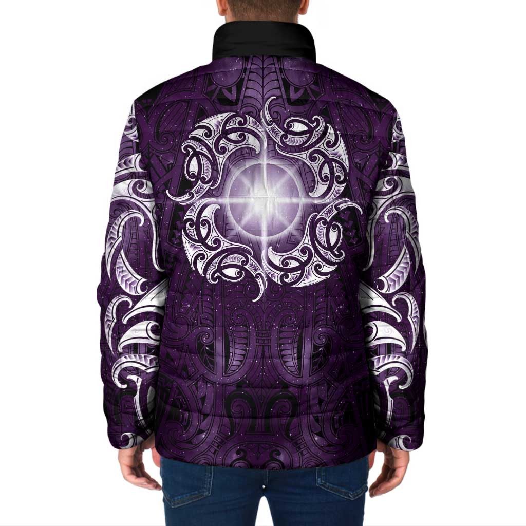 New Zealand Matariki Waipunarangi Padded Jacket Maori Moko Purple Galaxy LT05 - Polynesian Pride