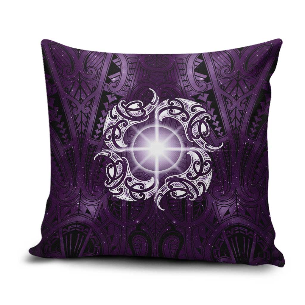 New Zealand Matariki Waipunarangi Pillow Cover Maori Moko Purple Galaxy LT05 Purple - Polynesian Pride