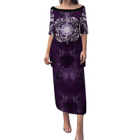 New Zealand Matariki Waipunarangi Puletasi Maori Moko Purple Galaxy LT05 Long Dress Purple - Polynesian Pride