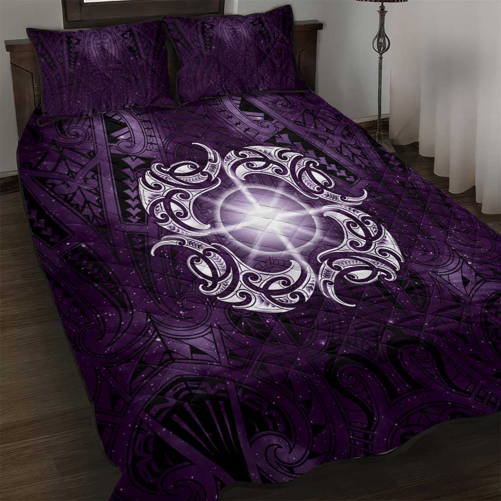 New Zealand Matariki Waipunarangi Quilt Bed Set Maori Moko Purple Galaxy