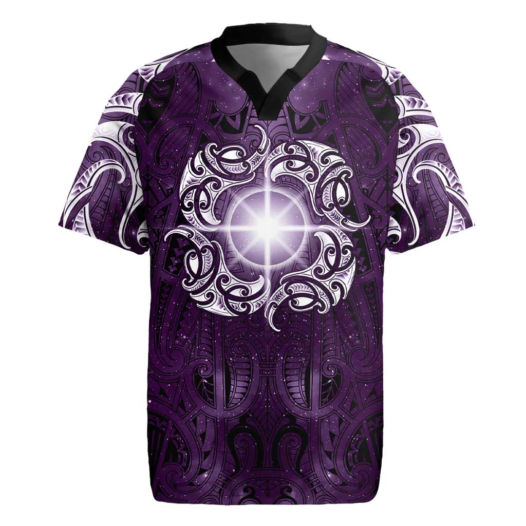 New Zealand Matariki Waipunarangi Rugby Jersey Maori Moko Purple Galaxy LT05 Purple - Polynesian Pride