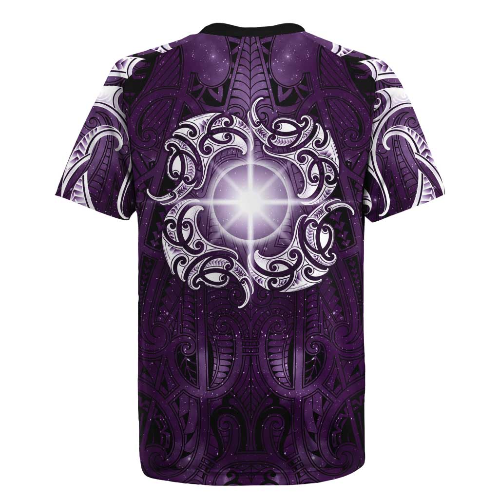 New Zealand Matariki Waipunarangi Rugby Jersey Maori Moko Purple Galaxy LT05 - Polynesian Pride