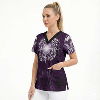 New Zealand Matariki Waipunarangi Scrub Top Maori Moko Purple Galaxy LT05 - Polynesian Pride