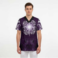 New Zealand Matariki Waipunarangi Scrub Top Maori Moko Purple Galaxy LT05 - Polynesian Pride
