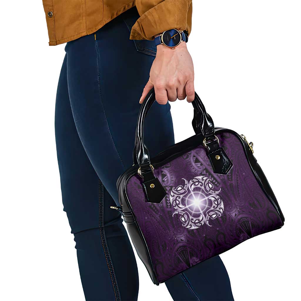 New Zealand Matariki Waipunarangi Shoulder Handbag Maori Moko Purple Galaxy LT05 - Polynesian Pride