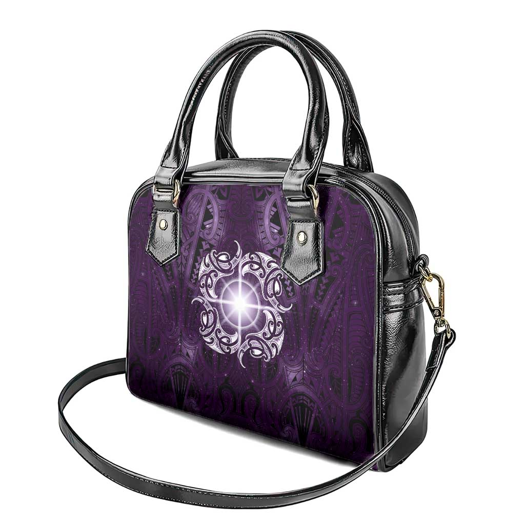 New Zealand Matariki Waipunarangi Shoulder Handbag Maori Moko Purple Galaxy LT05 - Polynesian Pride