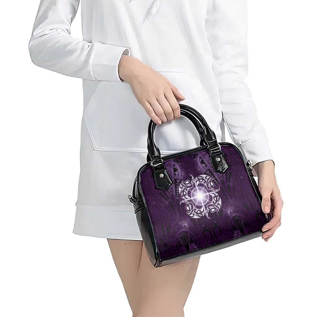 New Zealand Matariki Waipunarangi Shoulder Handbag Maori Moko Purple Galaxy LT05 - Polynesian Pride