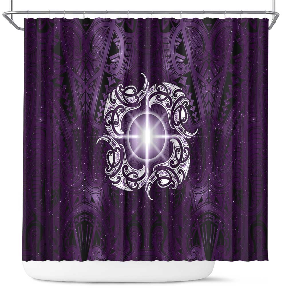 New Zealand Matariki Waipunarangi Shower Curtain Maori Moko Purple Galaxy LT05 Purple - Polynesian Pride