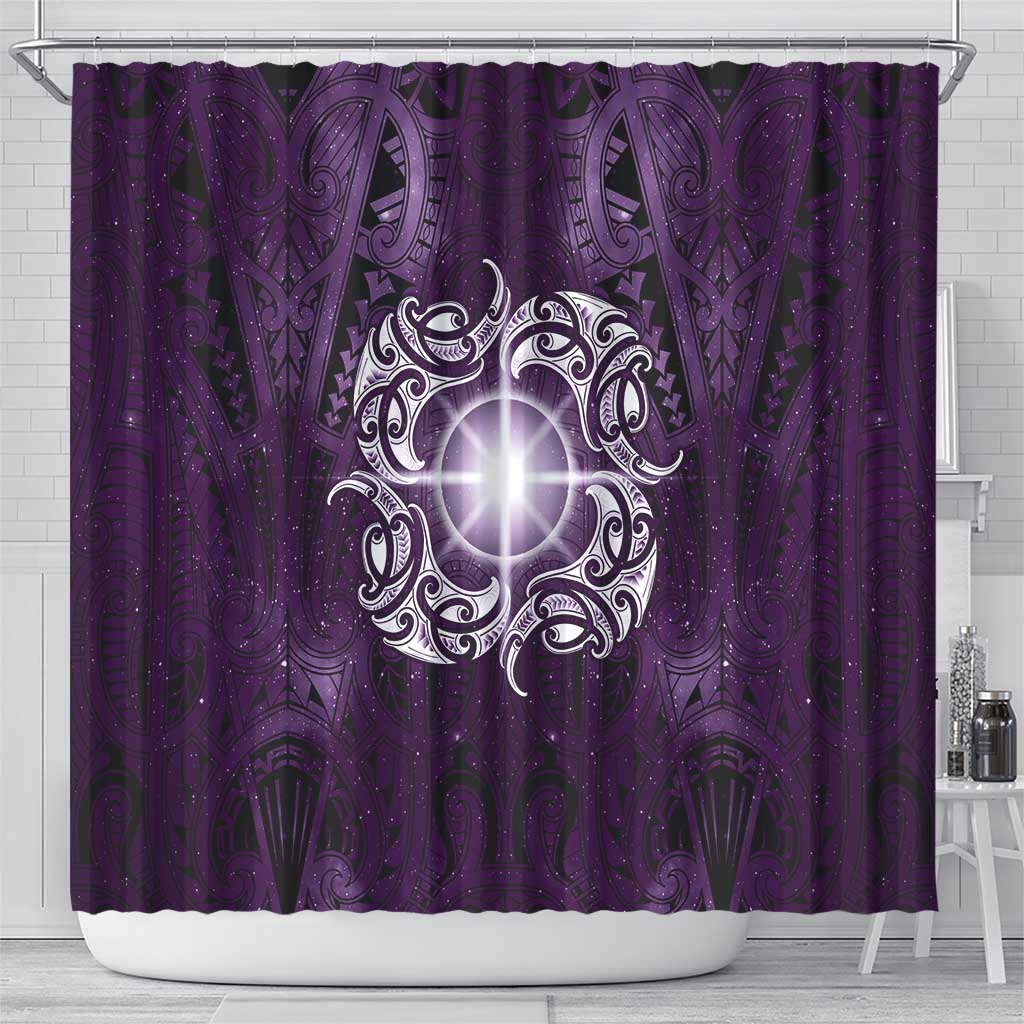 New Zealand Matariki Waipunarangi Shower Curtain Maori Moko Purple Galaxy LT05 - Polynesian Pride