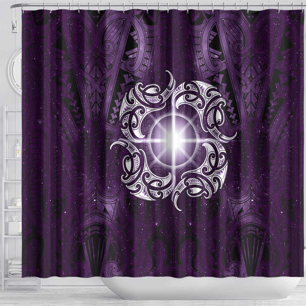New Zealand Matariki Waipunarangi Shower Curtain Maori Moko Purple Galaxy LT05 - Polynesian Pride