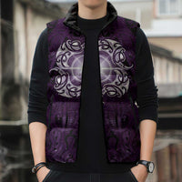 New Zealand Matariki Waipunarangi Sleeveless Puffer Jacket Maori Moko Purple Galaxy LT05 - Polynesian Pride