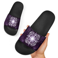 New Zealand Matariki Waipunarangi Slide Sandals Maori Moko Purple Galaxy LT05 - Polynesian Pride