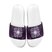 New Zealand Matariki Waipunarangi Slide Sandals Maori Moko Purple Galaxy LT05 Purple - Polynesian Pride