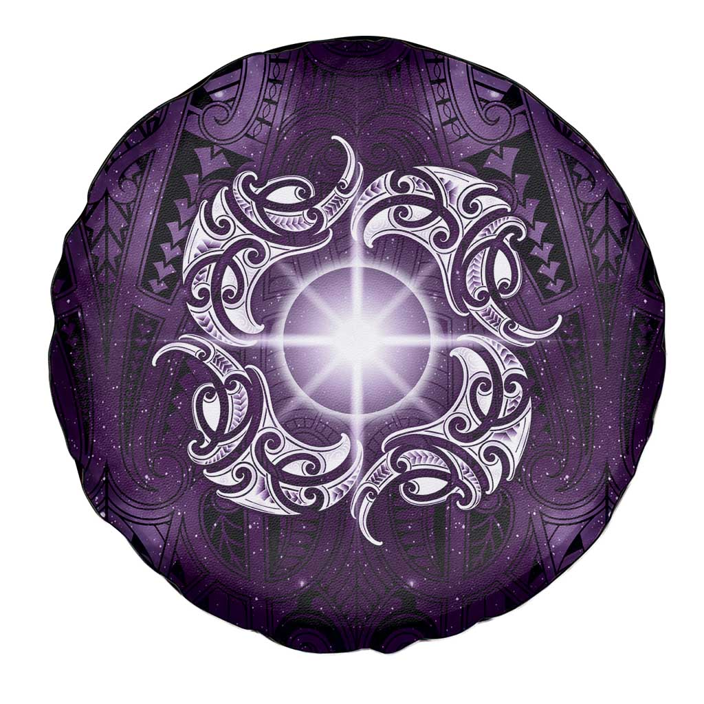 New Zealand Matariki Waipunarangi Spare Tire Cover Maori Moko Purple Galaxy