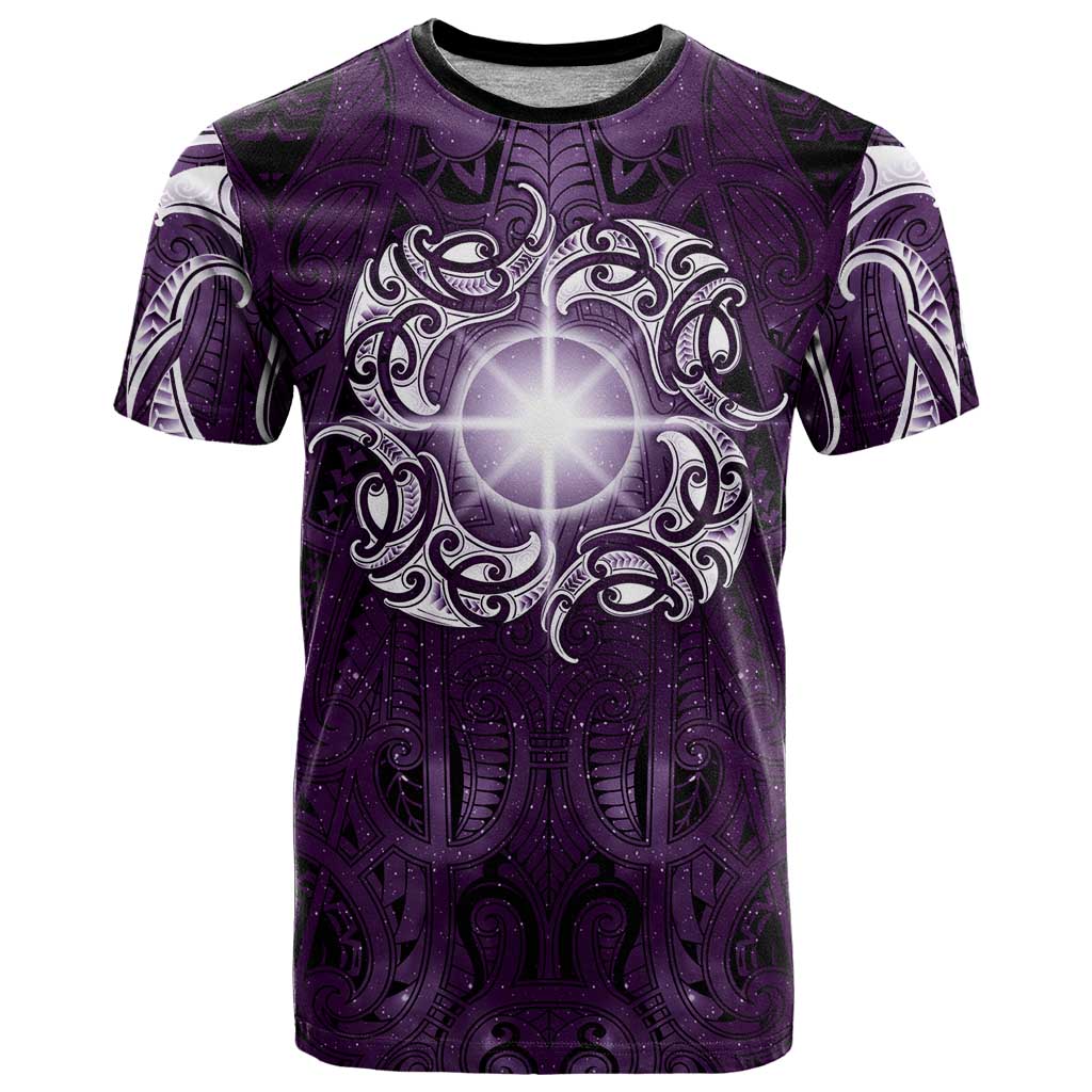 New Zealand Matariki Waipunarangi T Shirt Maori Moko Purple Galaxy