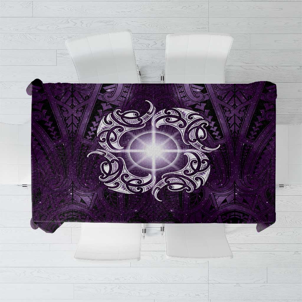 New Zealand Matariki Waipunarangi Tablecloth Maori Moko Purple Galaxy