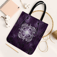 New Zealand Matariki Waipunarangi Tote Bag Maori Moko Purple Galaxy LT05 Black Strap One Size Purple - Polynesian Pride