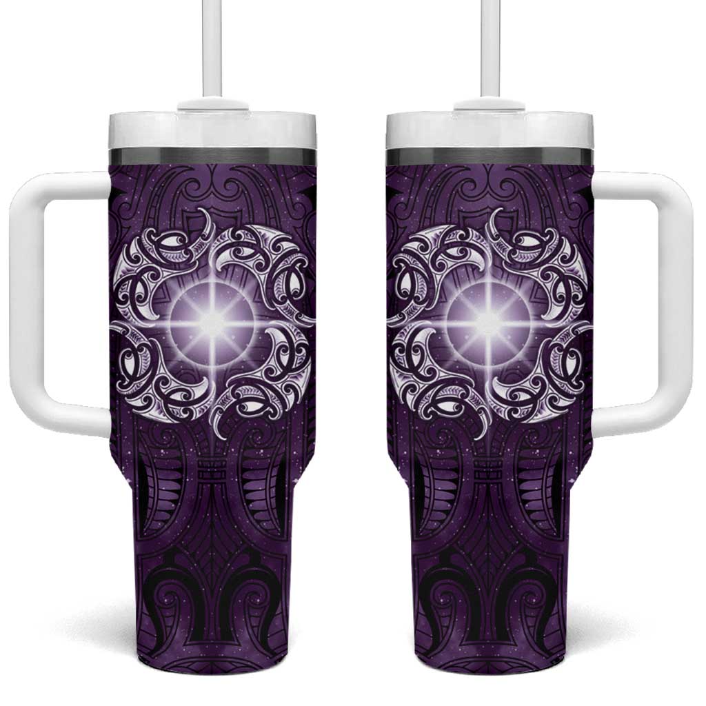 New Zealand Matariki Waipunarangi Tumbler With Handle Maori Moko Purple Galaxy LT05 One Size: 40 oz Purple - Polynesian Pride