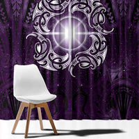 New Zealand Matariki Waipunarangi Window Curtain Maori Moko Purple Galaxy LT05 - Polynesian Pride