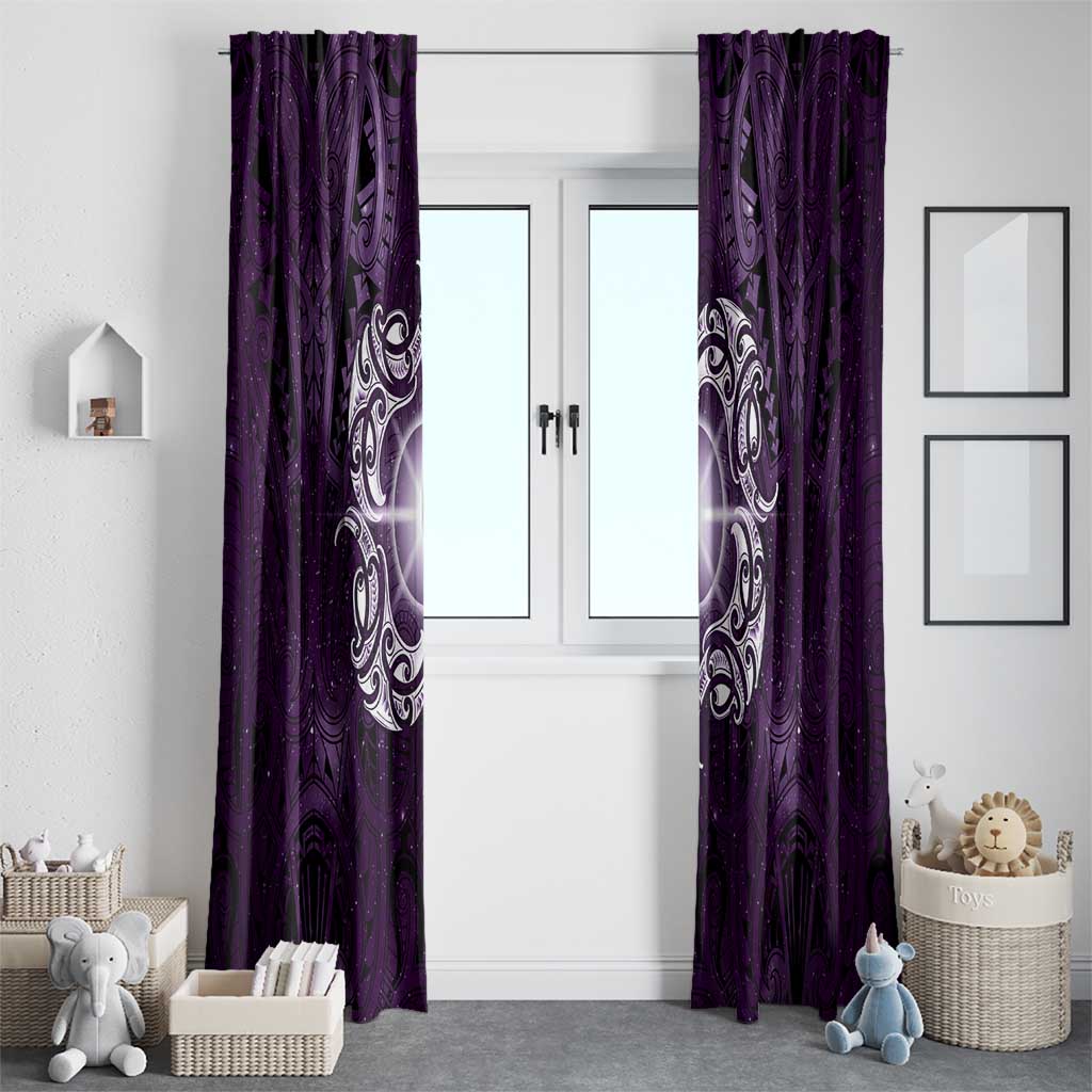 New Zealand Matariki Waipunarangi Window Curtain Maori Moko Purple Galaxy LT05 - Polynesian Pride