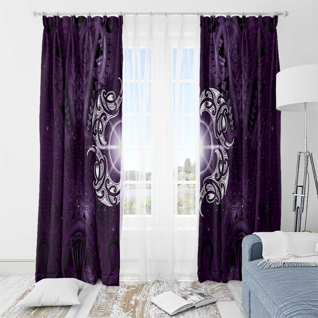 New Zealand Matariki Waipunarangi Window Curtain Maori Moko Purple Galaxy LT05 - Polynesian Pride