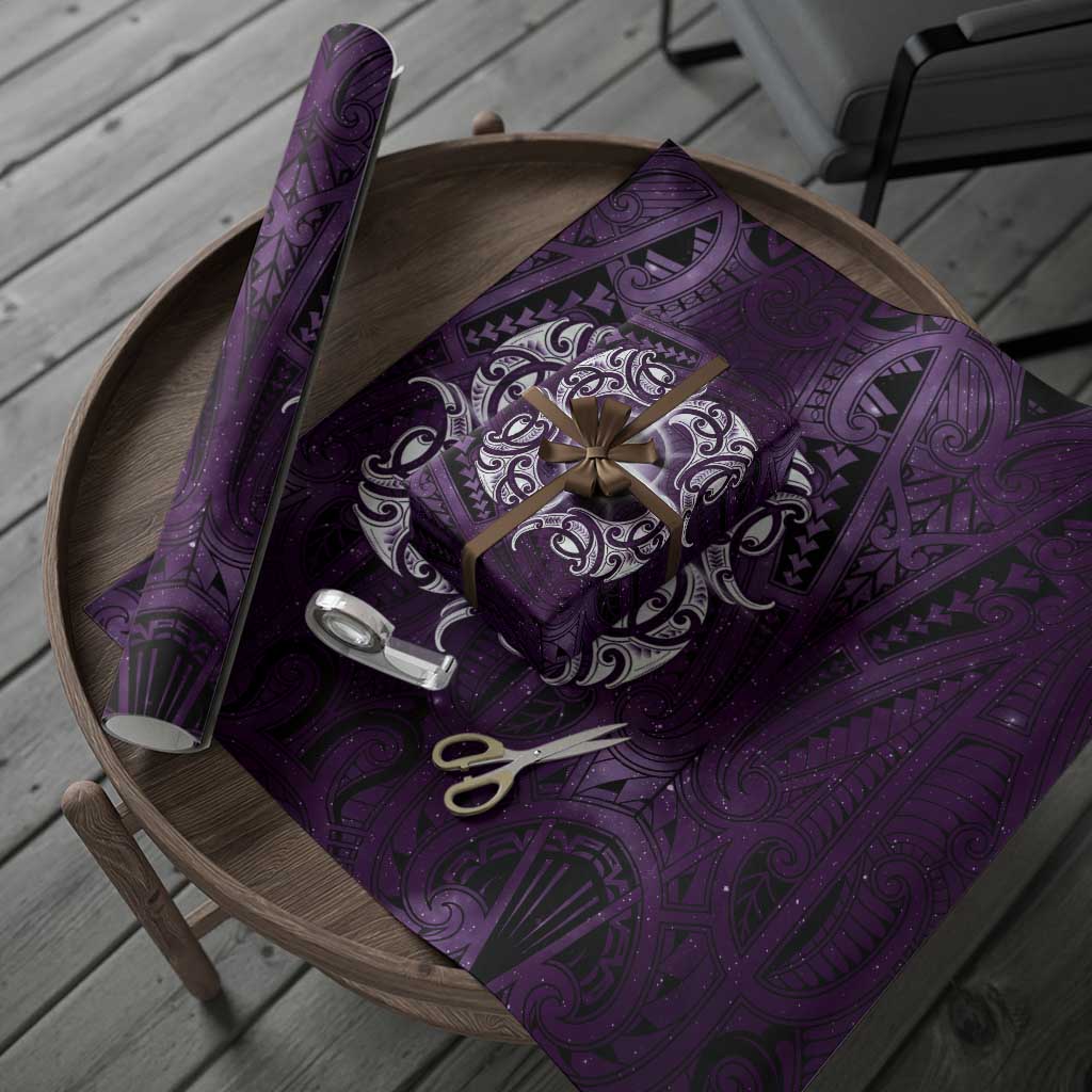 New Zealand Matariki Waipunarangi Wrapping Paper Maori Moko Purple Galaxy LT05 - Polynesian Pride
