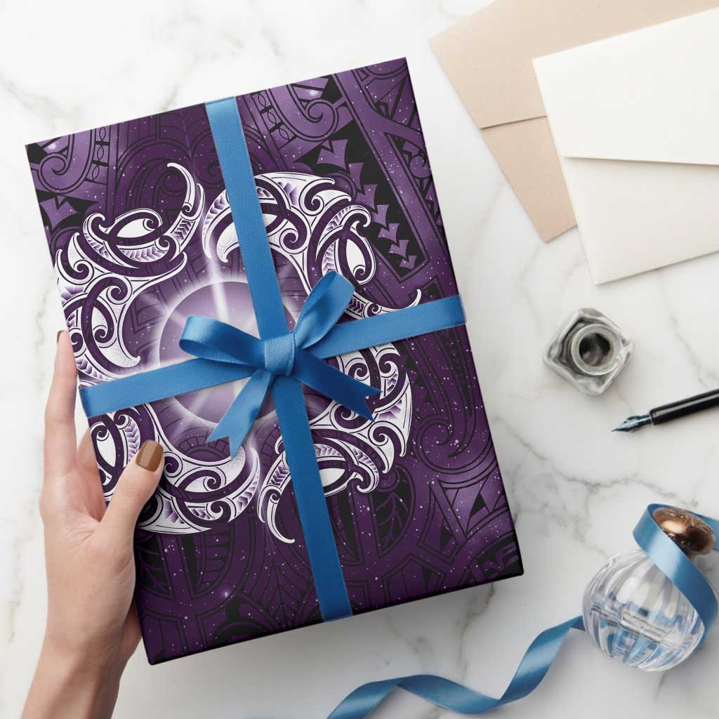 New Zealand Matariki Waipunarangi Wrapping Paper Maori Moko Purple Galaxy LT05 - Polynesian Pride