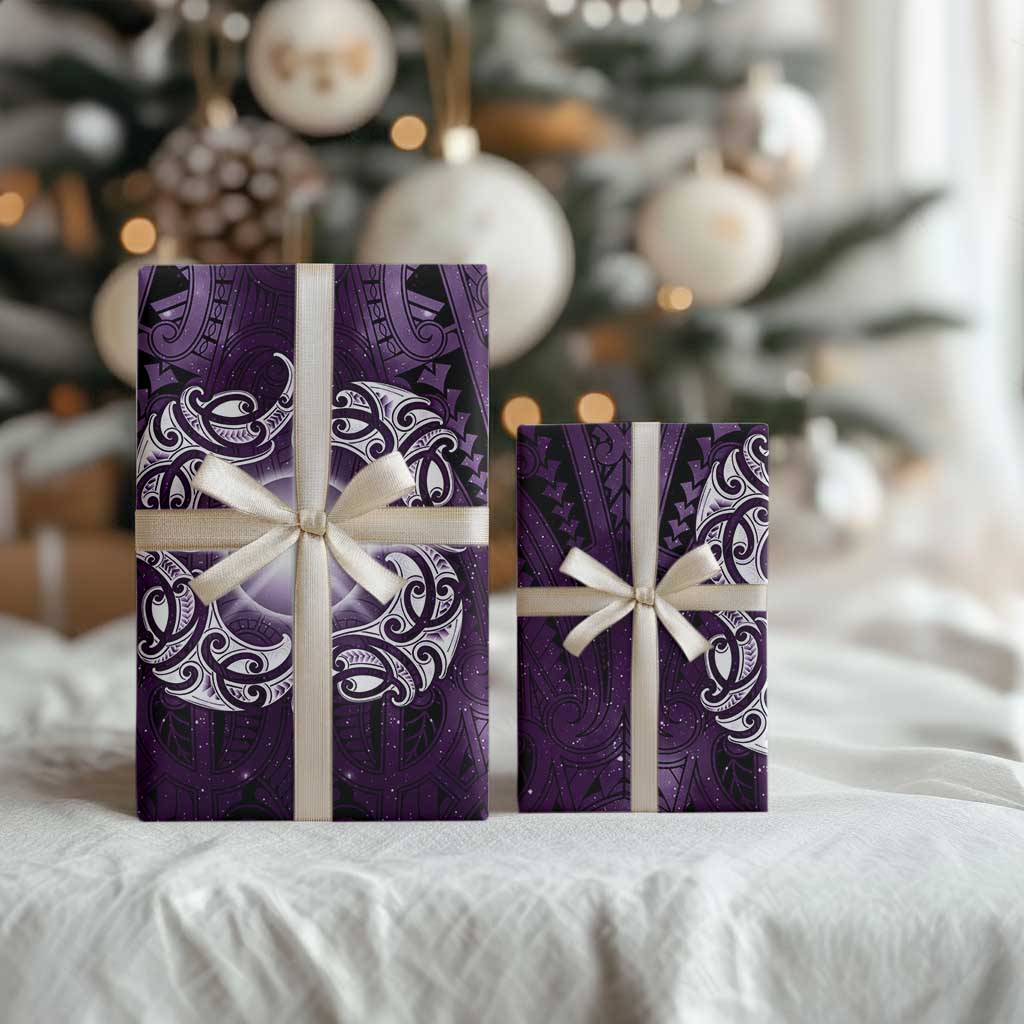 New Zealand Matariki Waipunarangi Wrapping Paper Maori Moko Purple Galaxy LT05 - Polynesian Pride