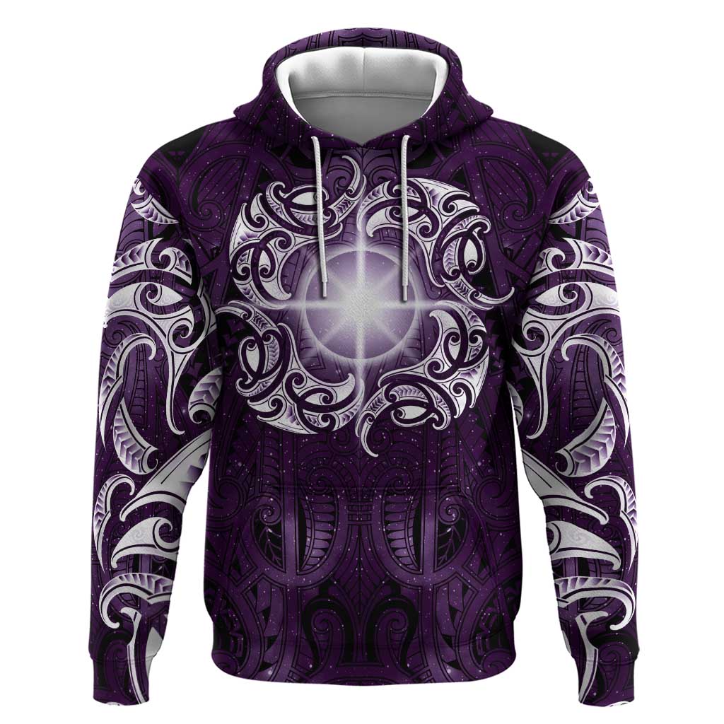 New Zealand Matariki Waipunarangi Zip Hoodie Maori Moko Purple Galaxy