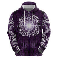 New Zealand Matariki Waipunarangi Zip Hoodie Maori Moko Purple Galaxy