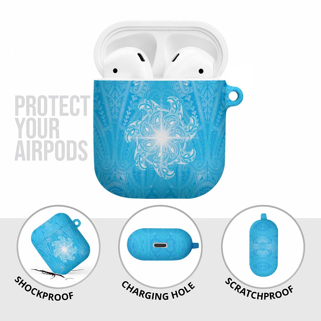 New Zealand Matariki Waiti AirPods Case Maori Moko Cyan Galaxy