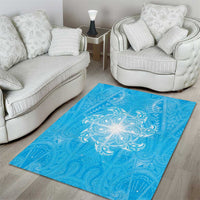 New Zealand Matariki Waiti Area Rug Maori Moko Cyan Galaxy