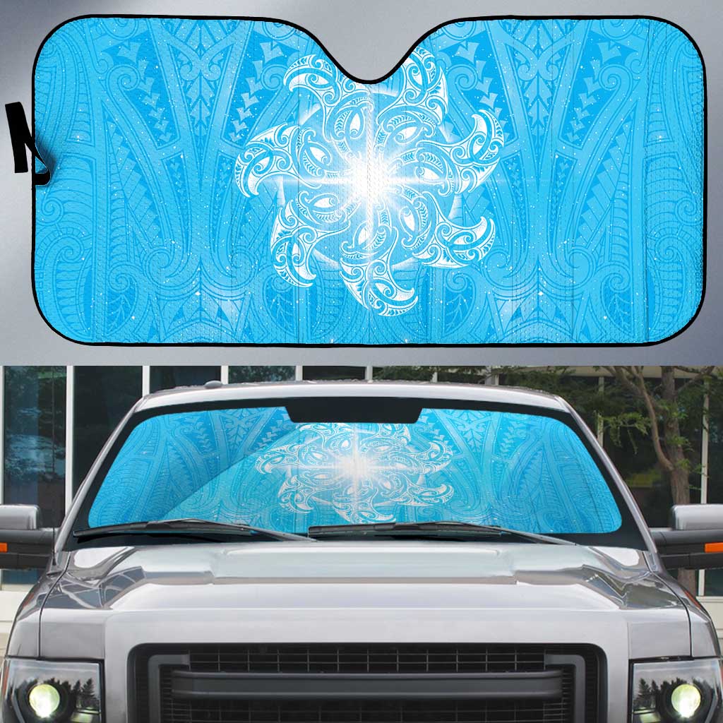 New Zealand Matariki Waiti Auto Sun Shade Maori Moko Cyan Galaxy
