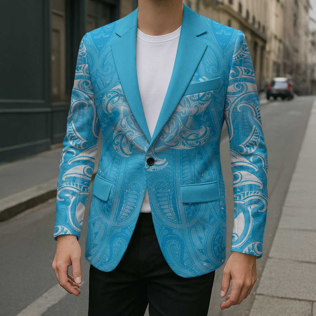 New Zealand Matariki Waiti Blazer Maori Moko Cyan Galaxy