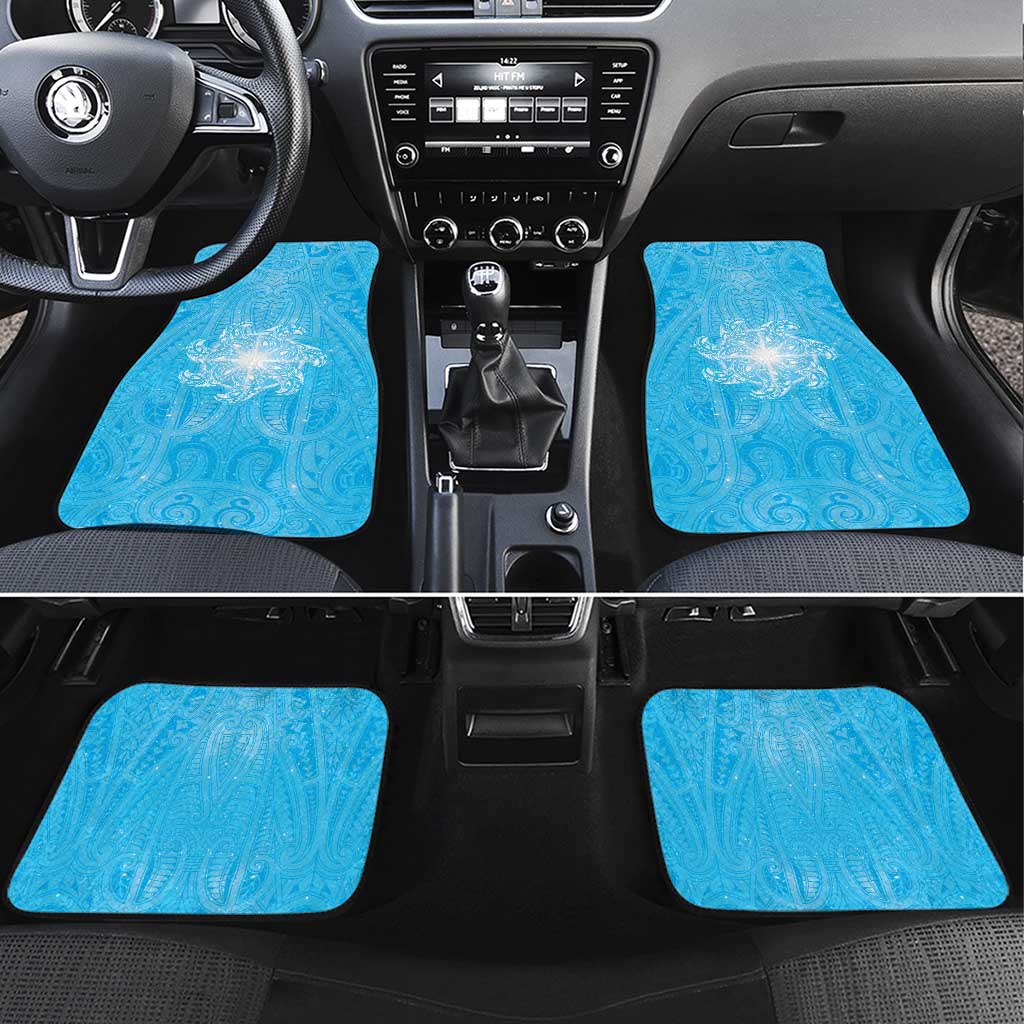 New Zealand Matariki Waiti Car Mats Maori Moko Cyan Galaxy LT05 Set 4pcs Cyan - Polynesian Pride
