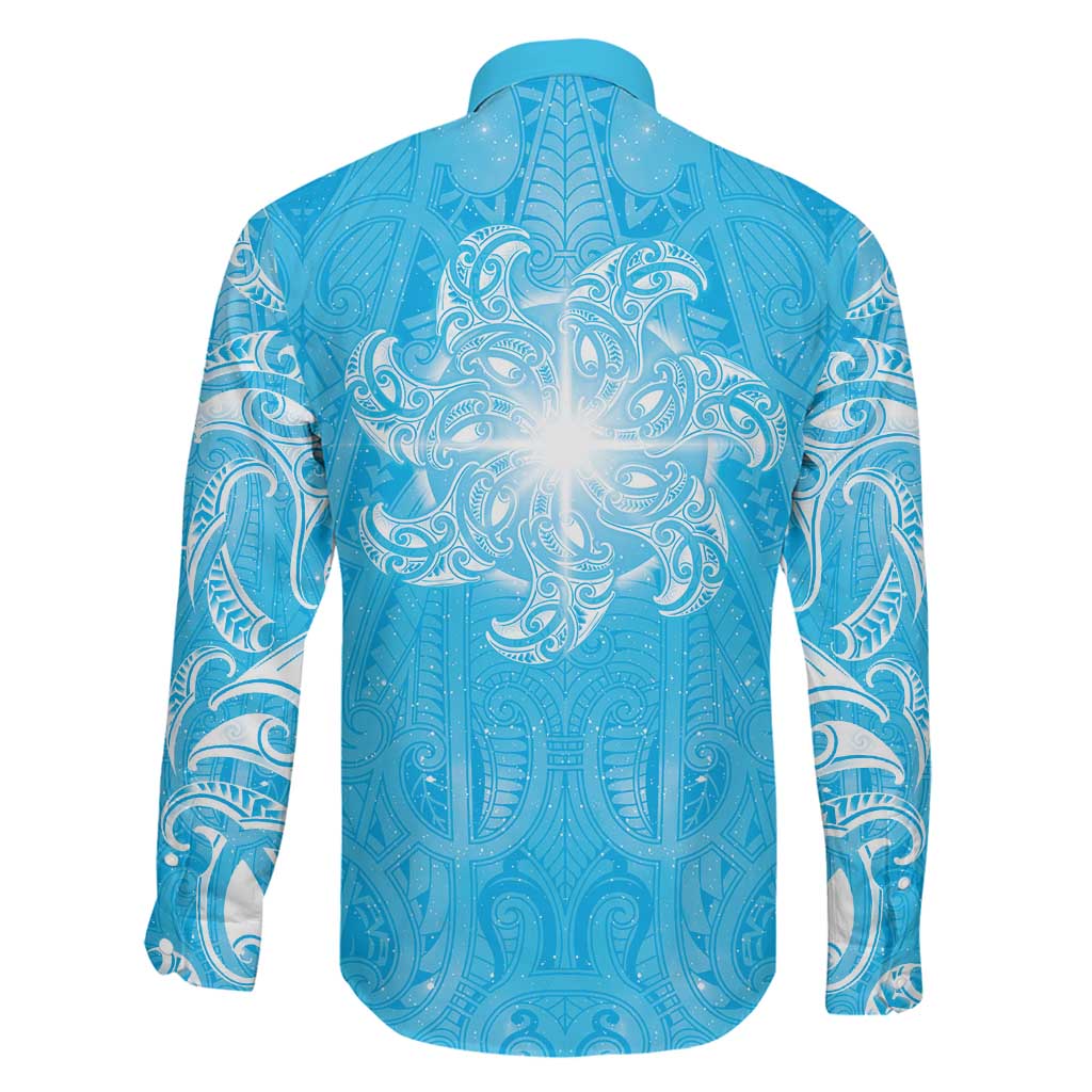 New Zealand Matariki Waiti Family Matching Puletasi and Hawaiian Shirt Maori Moko Cyan Galaxy LT05 - Polynesian Pride