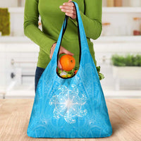 New Zealand Matariki Waiti Grocery Bag Maori Moko Cyan Galaxy