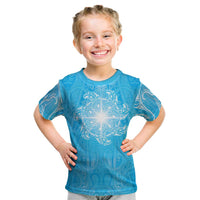 New Zealand Matariki Waiti Kid T Shirt Maori Moko Cyan Galaxy LT05 Cyan - Polynesian Pride