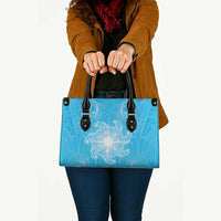 New Zealand Matariki Waiti Leather Bag Maori Moko Cyan Galaxy