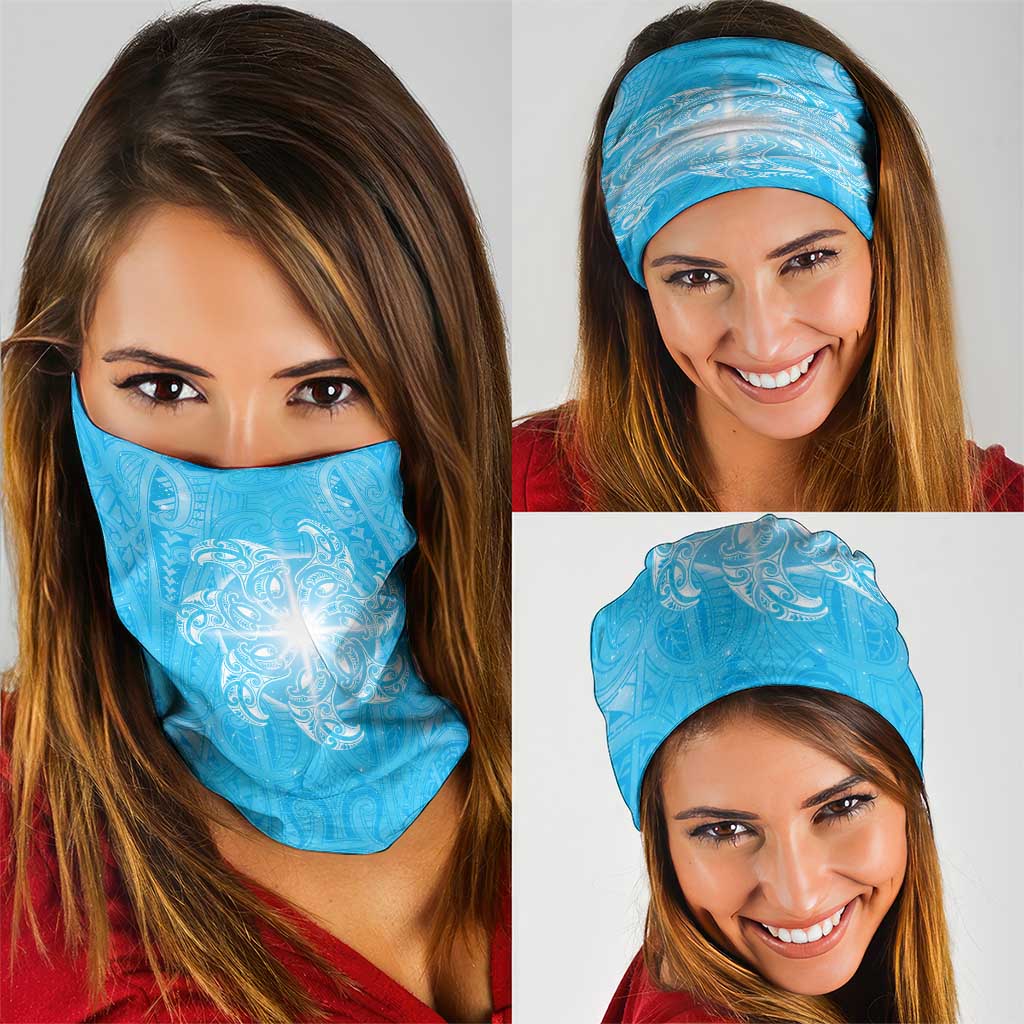 New Zealand Matariki Waiti Neck Gaiter Maori Moko Cyan Galaxy