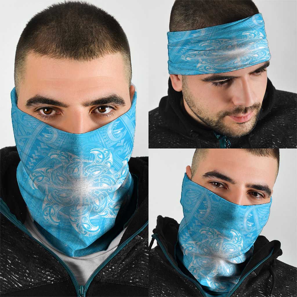 New Zealand Matariki Waiti Neck Gaiter Maori Moko Cyan Galaxy