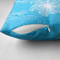 New Zealand Matariki Waiti Pillow Cover Maori Moko Cyan Galaxy