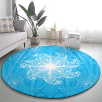New Zealand Matariki Waiti Round Carpet Maori Moko Cyan Galaxy