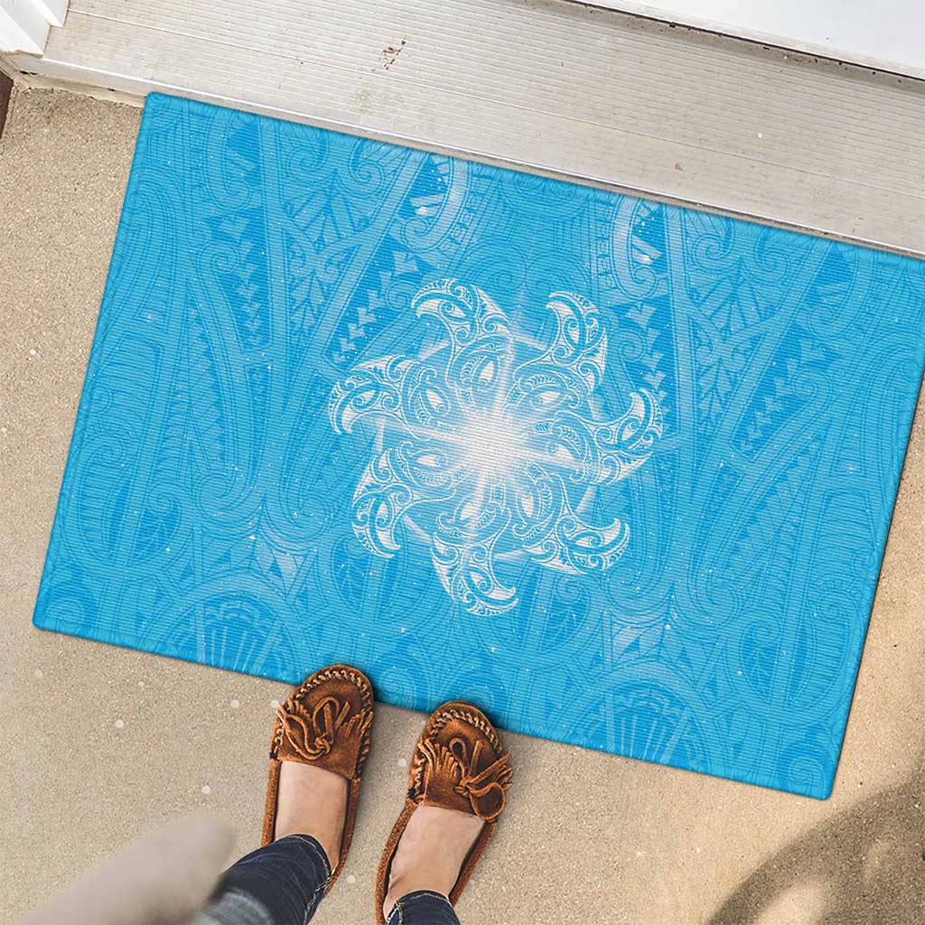 New Zealand Matariki Waiti Rubber Doormat Maori Moko Cyan Galaxy