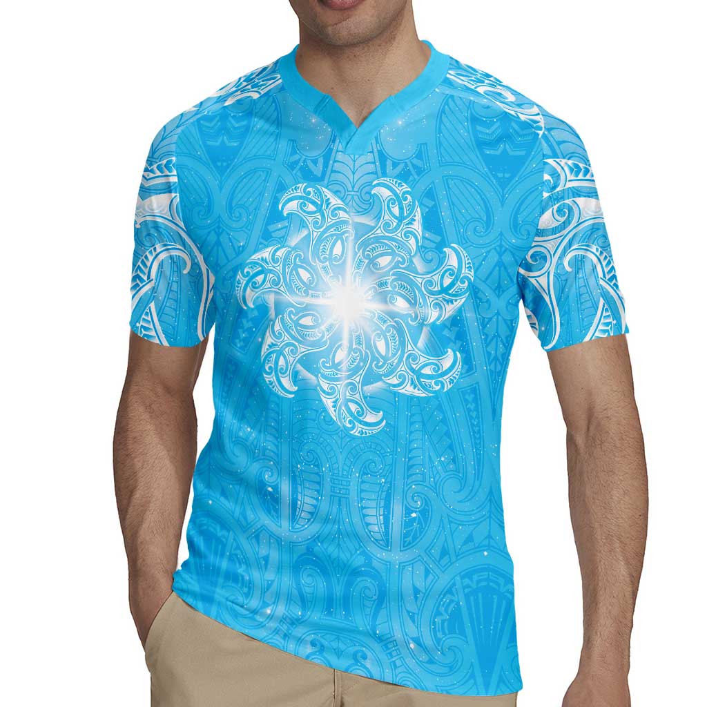 New Zealand Matariki Waiti Rugby Jersey Maori Moko Cyan Galaxy